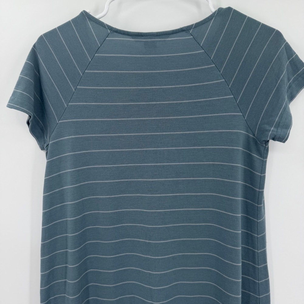 Free Fly Bamboo Striped T-Shirt Dress Blue Gray Raglan Short Sleeve FF-072018 S - Picture 8 of 9